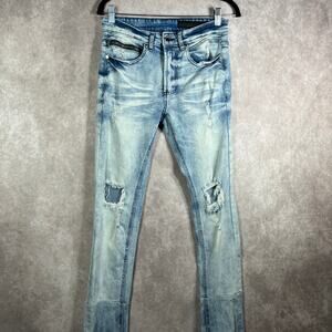 Rockstar Original Ultra Slim Jeans Mens 30 Blue Acid Wash Denim‎ Distressed Rock